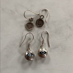 om & evil eye earring set